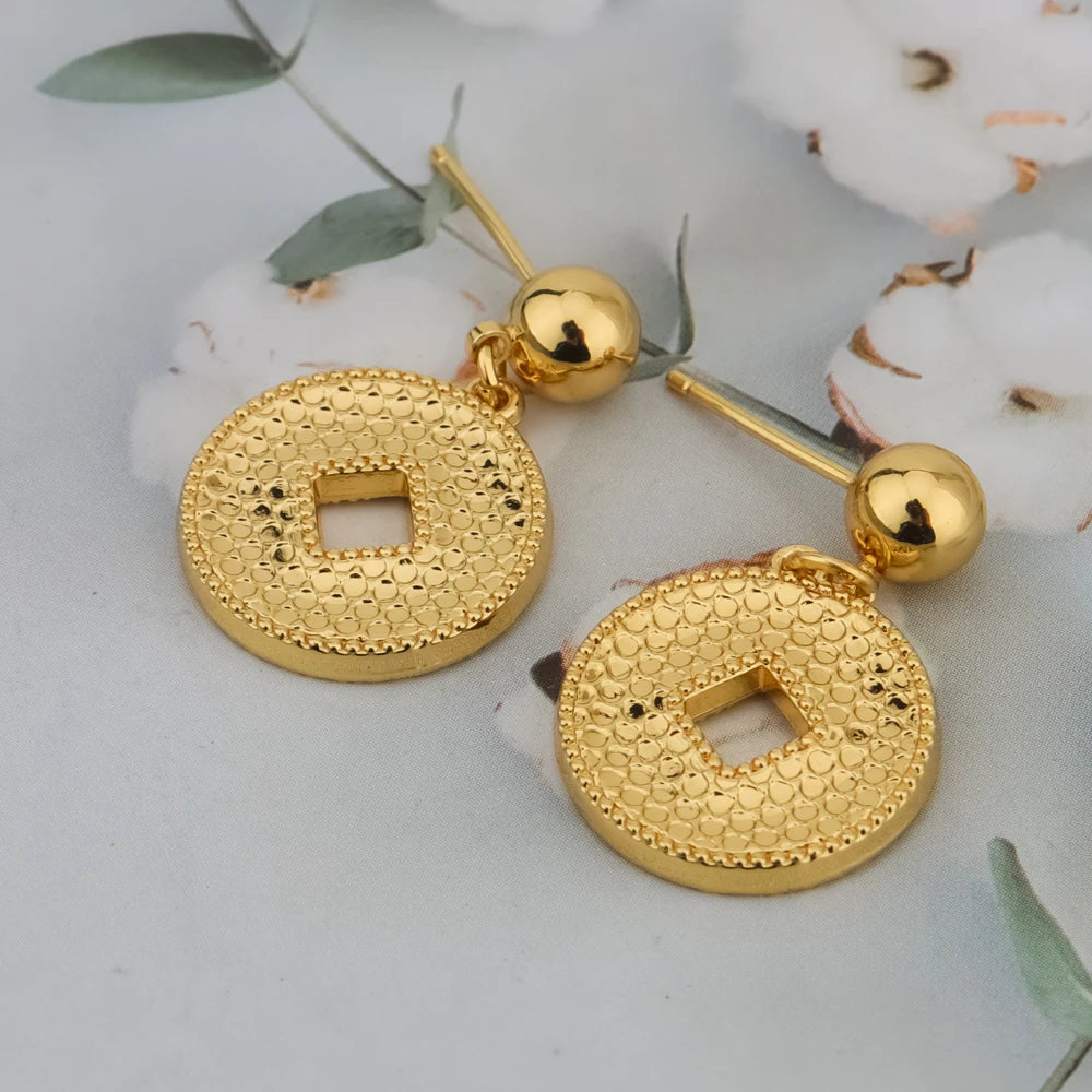 Dubai Goldfarbene Anhänger Halsketten Schmuck für Frauen Kostüm Halsketten Ohrringe Sets Nigerianische Hochzeitsgeschenke