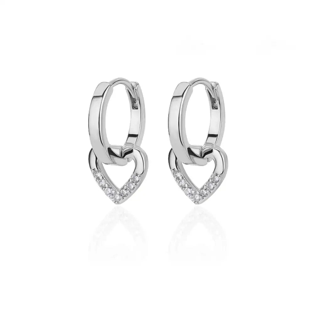 Zirkon Herz Ohrringe für Damen, Edelstahl, goldfarben, Piercing-Ohrringe, Trendschmuck 2025, Aretes, Accessoires für Frauen