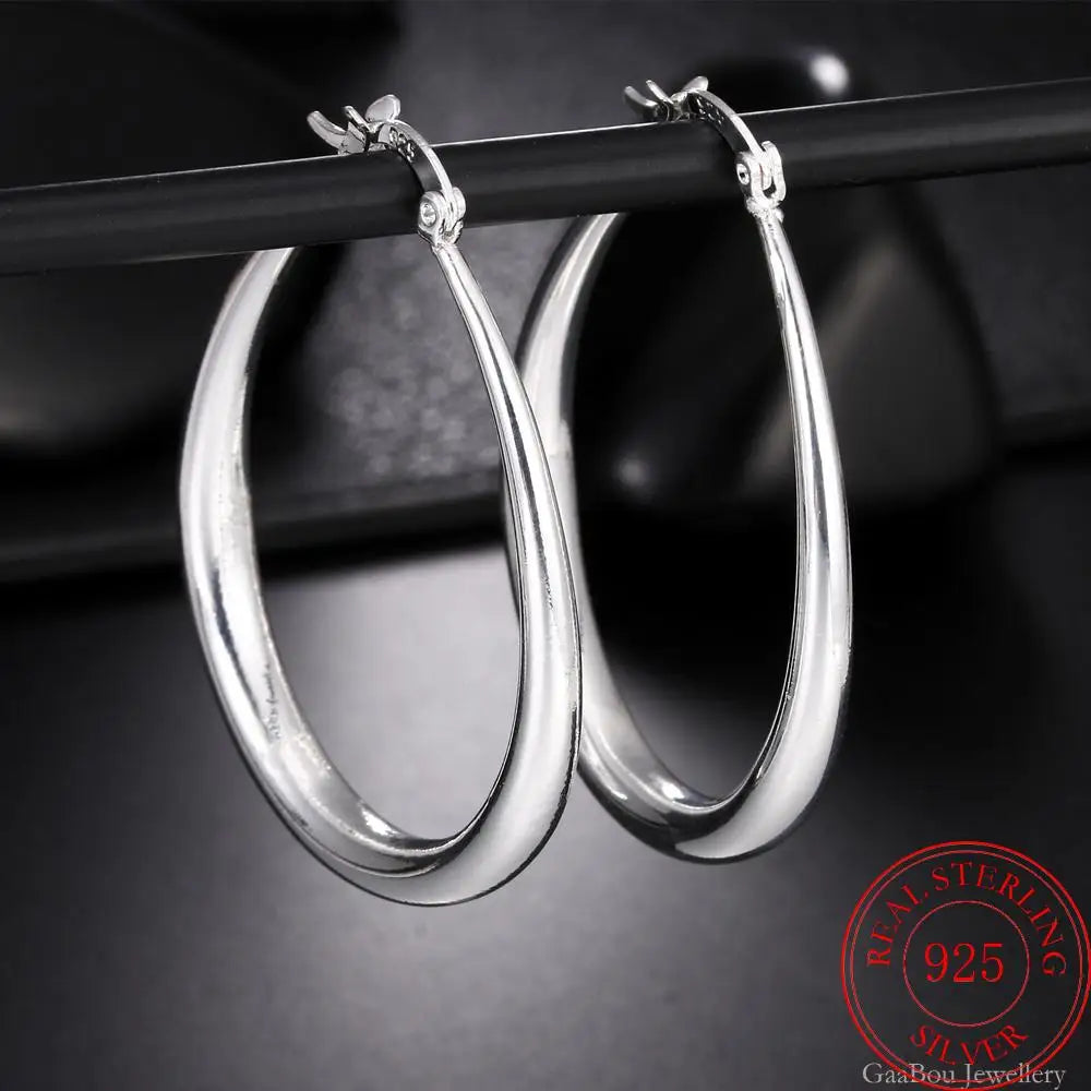 925er Sterling Silber U-förmige kleine Creolen für Damen, Vintage Luxus Schmuck Accessoires, Schmuck aus 925er Silber