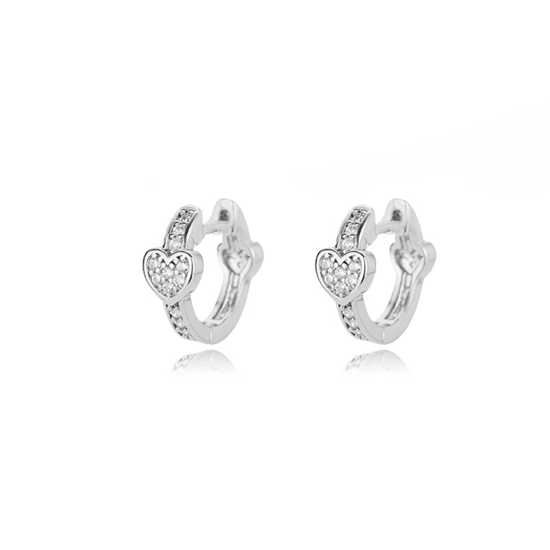 Zirkon Herz Ohrringe für Damen, Edelstahl, goldfarben, Piercing-Ohrringe, Trendschmuck 2025, Aretes, Accessoires für Frauen