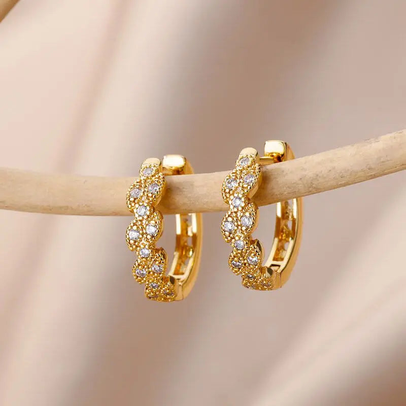 Zirkon Ohrhänger Ohrringe für Frauen Edelstahl Creolen Piercing Ohrringe Trending 2024 Neuer Schmuck Ohrringe Damen Bijoux Femme