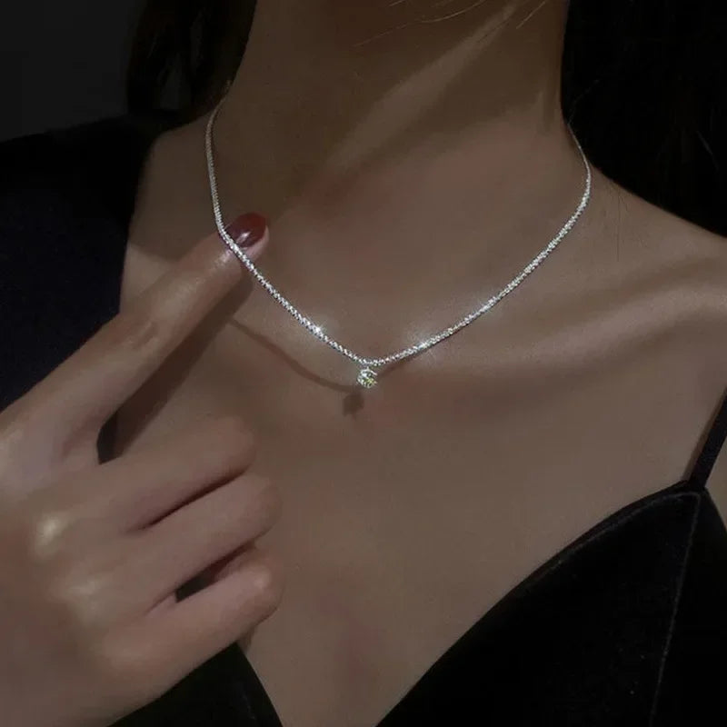 Vintage Golden Silver Color Heart Pendant Necklace for Women New Trend Girls Clavicle Chain Jewelry Birthday Gifts Wholesale