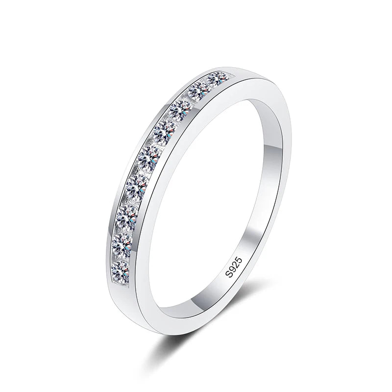 Anillo de moissanita de 2 mm NeeTim para mujer, anillos de plata de ley 925 con chapado en oro, banda de compromiso para bodas, novias o promesas
