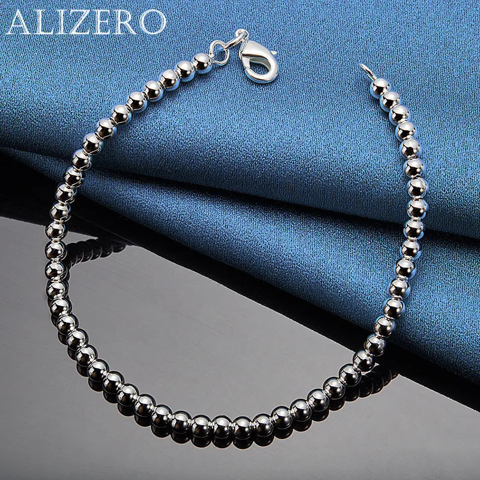ALIZERO 925 Sterling Silber Armband 4mm Perlen Armbänder für Damen Schmuck für Mode, Party und Alltag 16-23CM