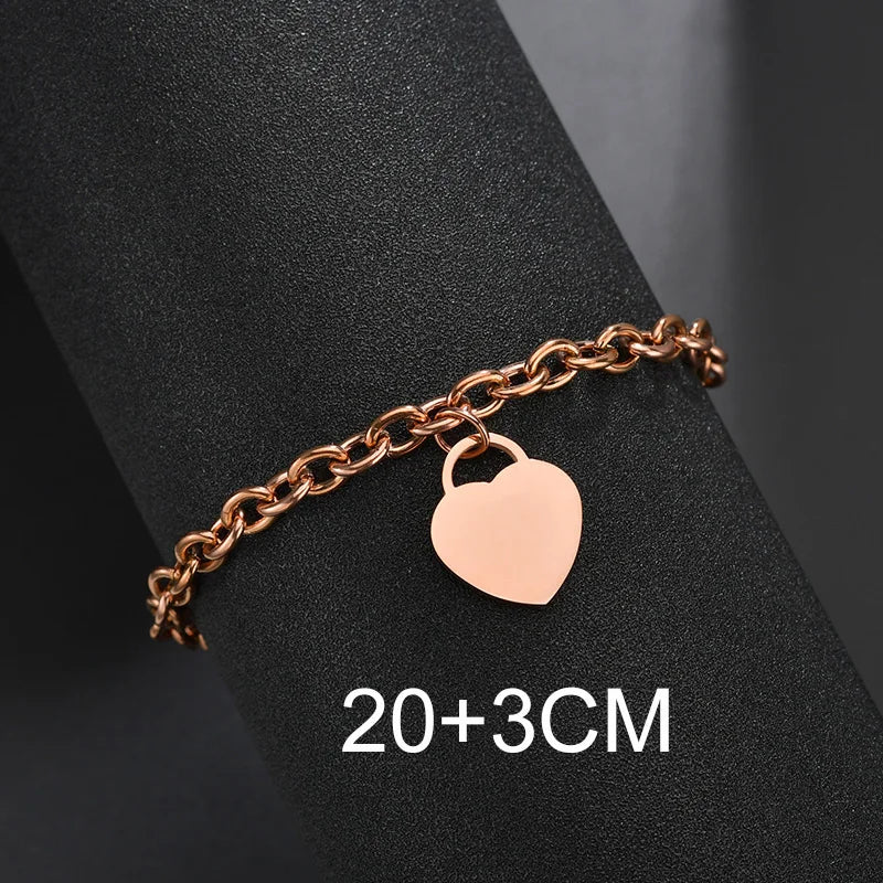 Bluelory personalisiertes Armband für Herren und Damen, Edelstahl, verschiedene Stile, leeres Namensschild, Herzarmband, Party-Schmuckgeschenk