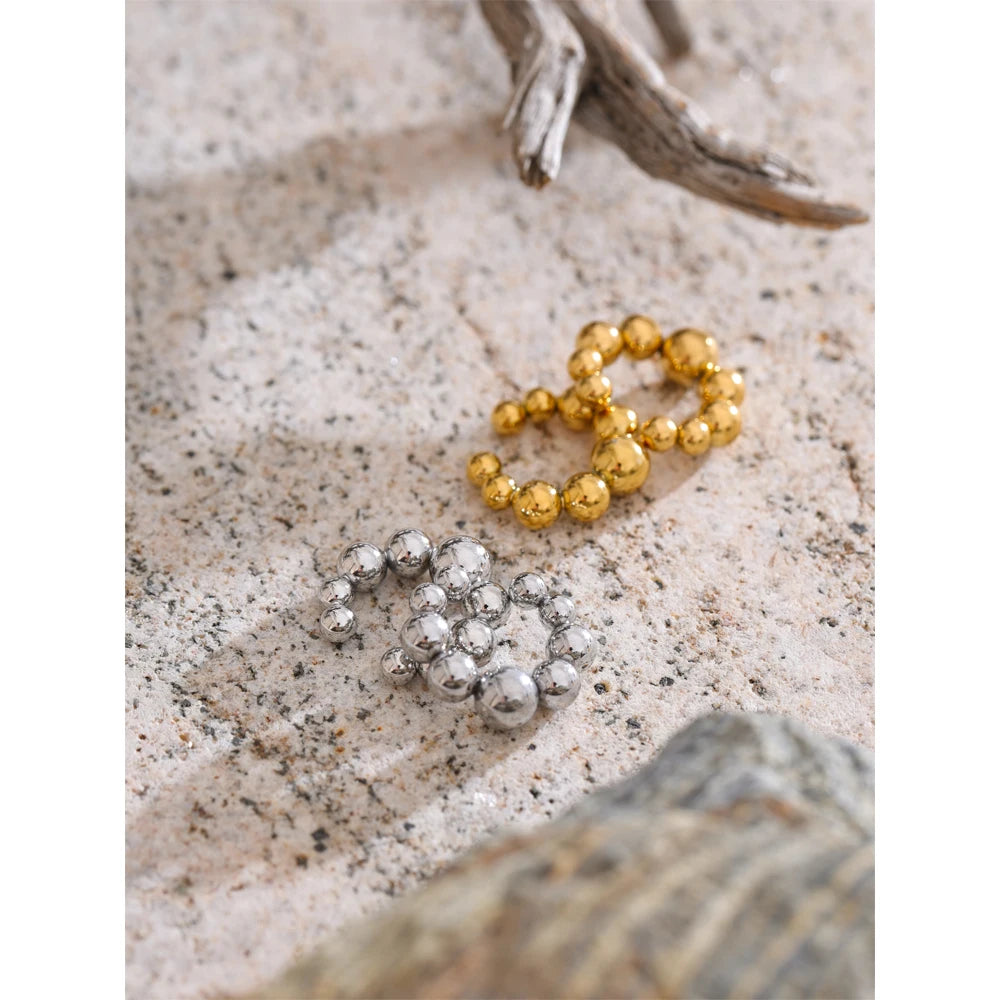 Yhpup 316L Stainless Steel Round Beads Ear Bone Earrings 16K PVD Plated Fashion Personalized Ear Clip Accessories 2025
