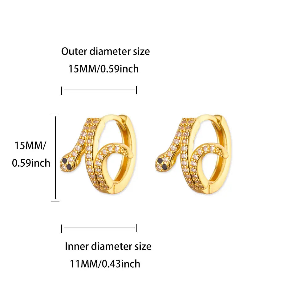 Luxuriöse Zirkon-Creolen für Damen, goldfarben, Edelstahl, Schmetterling, Herz, Schlange, Ohrringe, modischer Party-Hochzeitsschmuck, Geschenk
