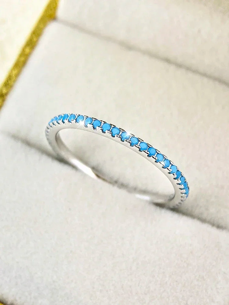 925 Sterling Silver Fashion Shiny 1.4mm Full Zircon Stackable Plain Ring For Women Daily Party Personalized Fine Jewelry