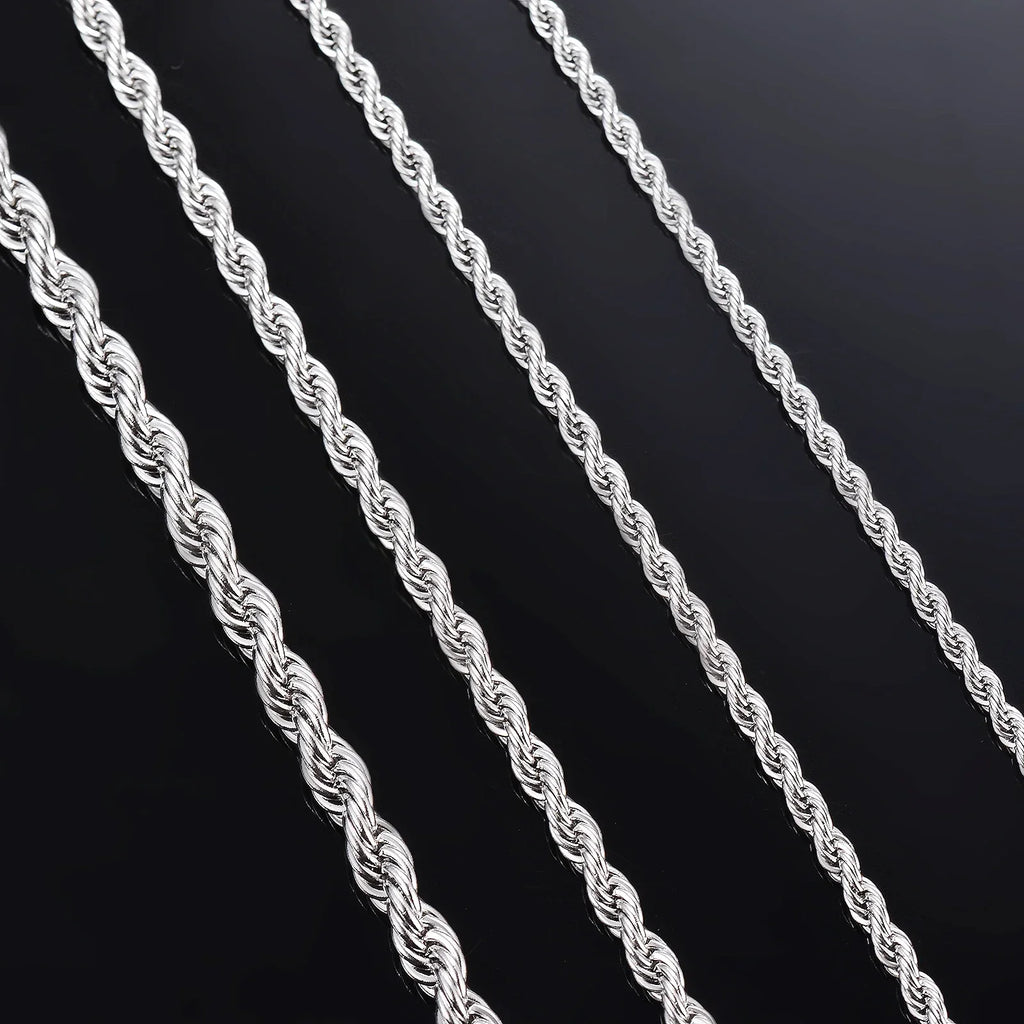 1 Stück 925er Sterlingsilber Breite 2mm/3mm/4mm Seilkette Halskette/Armband Für Herren Damen Herren Mode Kette Halskette