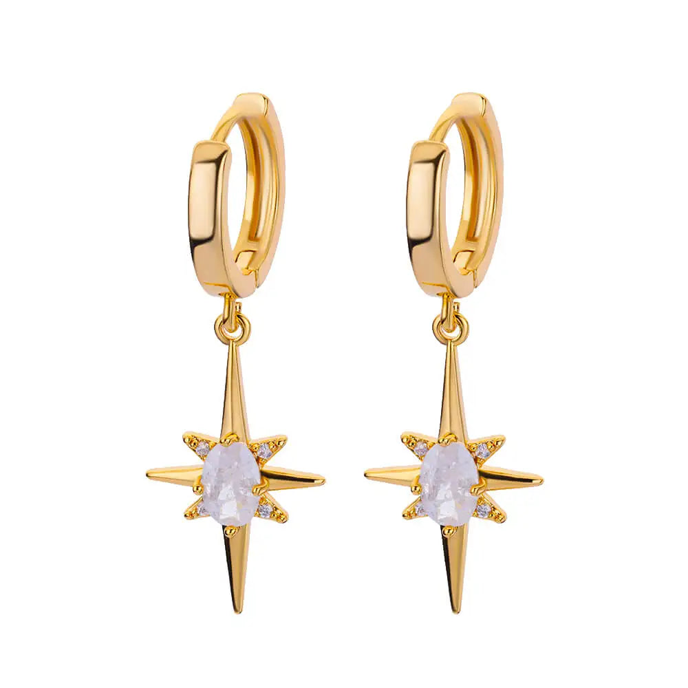 Zirconium Stern Ohrringe für Frauen Mädchen Edelstahl Gold Farbe Ohrring Y2k Hochzeit Ästhetischer Schmuck aretes mujer