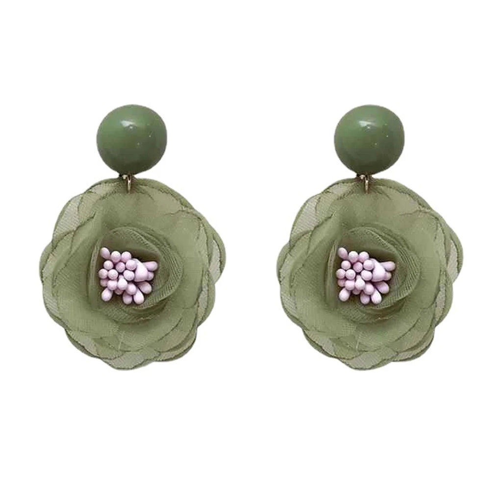 Nadelweiche Schneeflocke Spitze Blumenmädchen Zart Lila Milchfrucht Grün Blütentauohrringe Ohrclips Frischer Süßer Stil Ohrstecker
