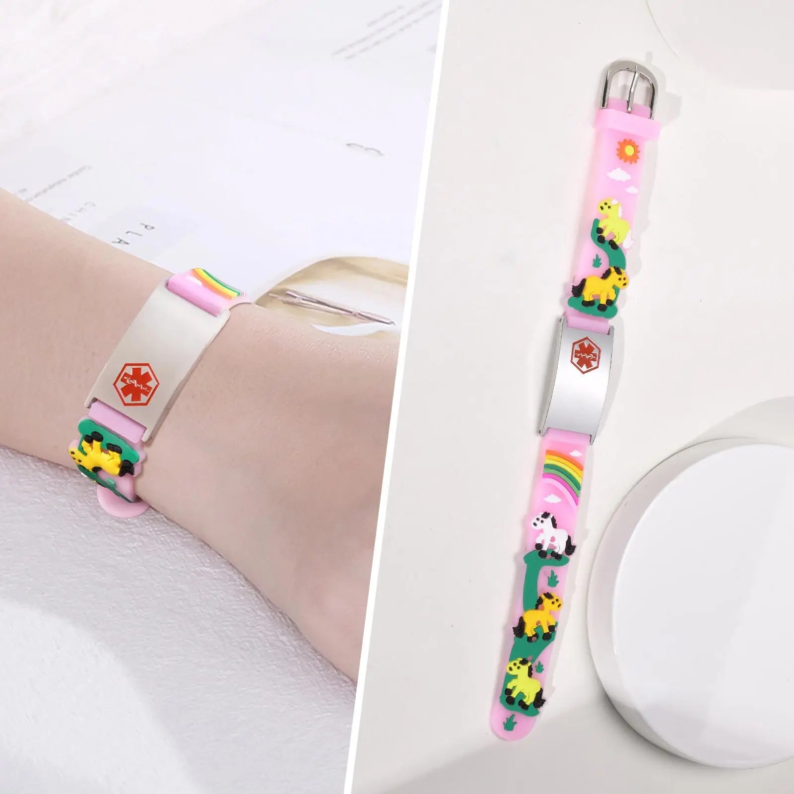 Personalisiertes Ausweiskettchen für kleine Mädchen und Jungen, Silikonarmband verstellbar, Gravierte Zitate Inspirierendes Geschenk