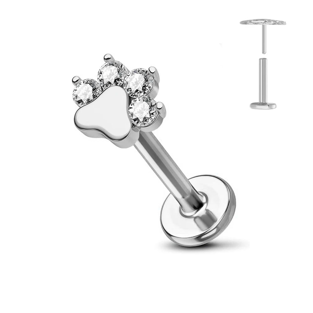 ASTM F136 G23 Titan Blume Threadless Ohrring Piercing Blütenblätter Blatt Herz Schmetterling Pin Daith Conch Push-in Labret Stecker