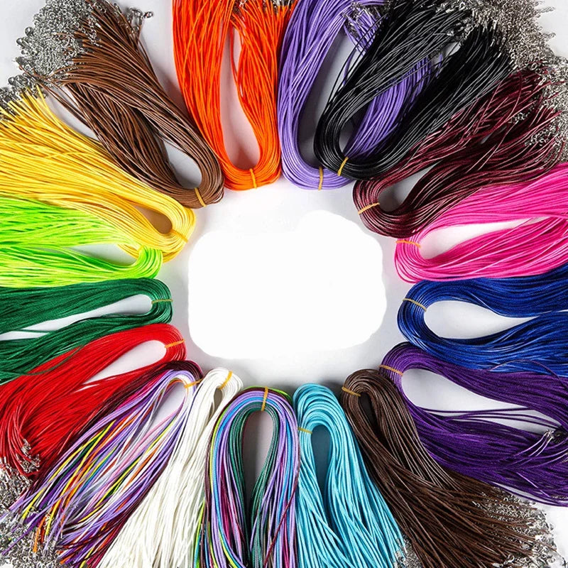 100 Stück bunte Wachs Leder Schlange Halskette Frauen Männer Kordel Schnur Seil Verlängerungskette für Schmuckherstellung Großhandel