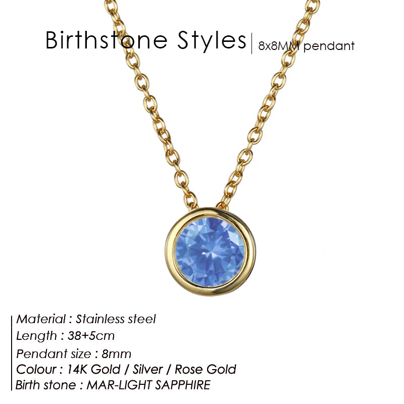 Classic Stainless Steel Necklace Women Designer Luxury Jewelry Gold Color Bride Statement 12 Birthstone Necklace