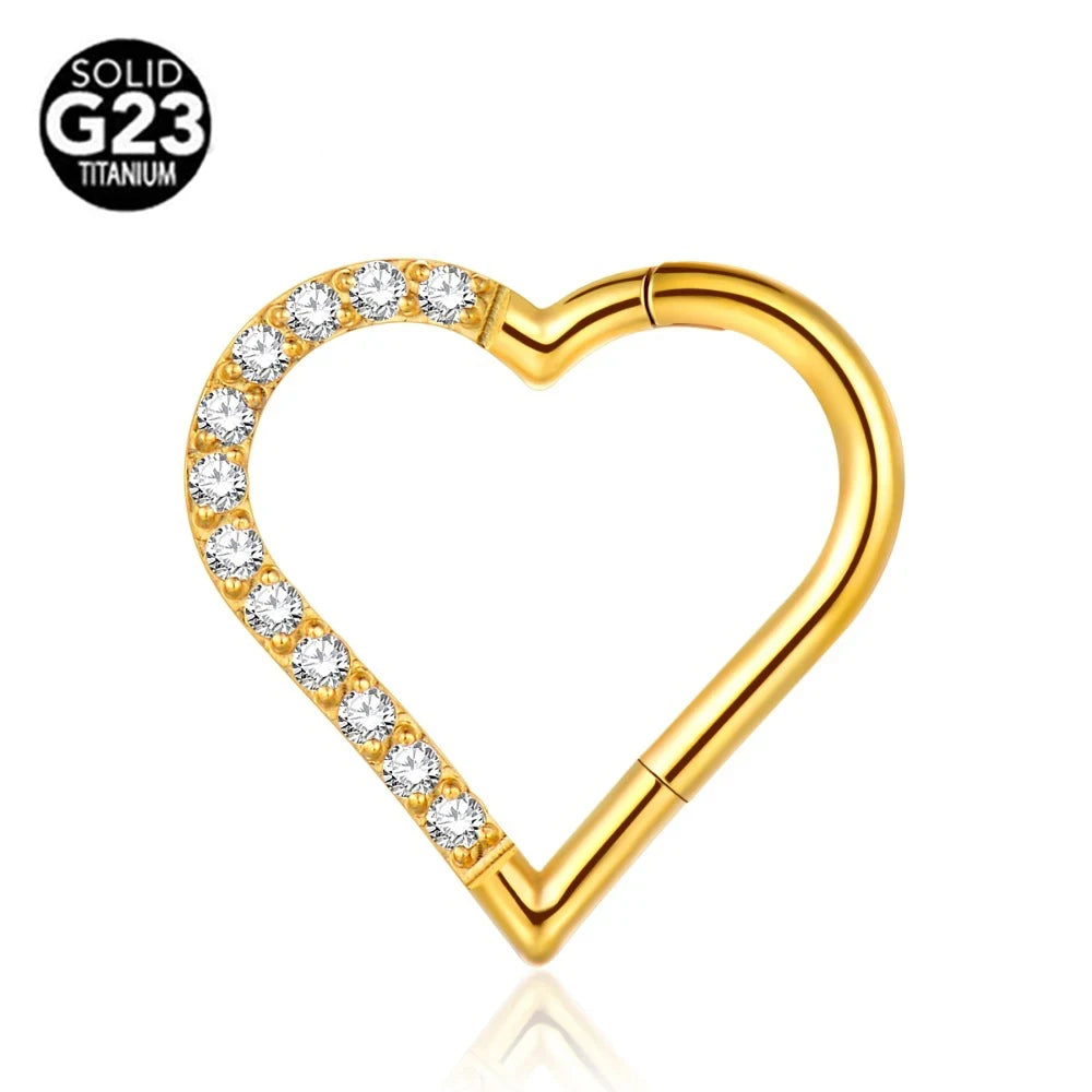 G23 Titanio Abeja Septum Aro Nariz Piercing Joyería Corporal 16G Segmento Lunar Serpiente Clicker Hélice Oreja Cartílago Corazón Daith Aro
