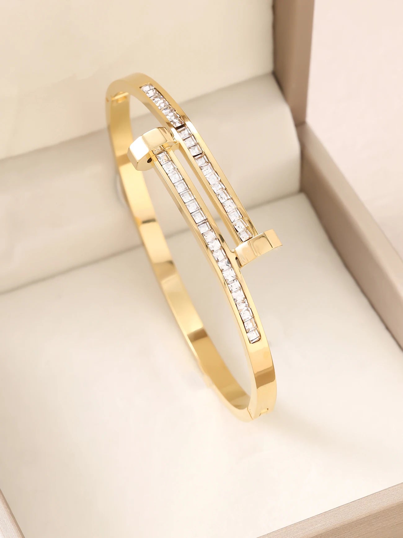 1 Stück/Set Damen Hochzeitsschmuck Party Feiertag Valentinstag Geschenk Edelstahl Armband 18K vergoldet Armband