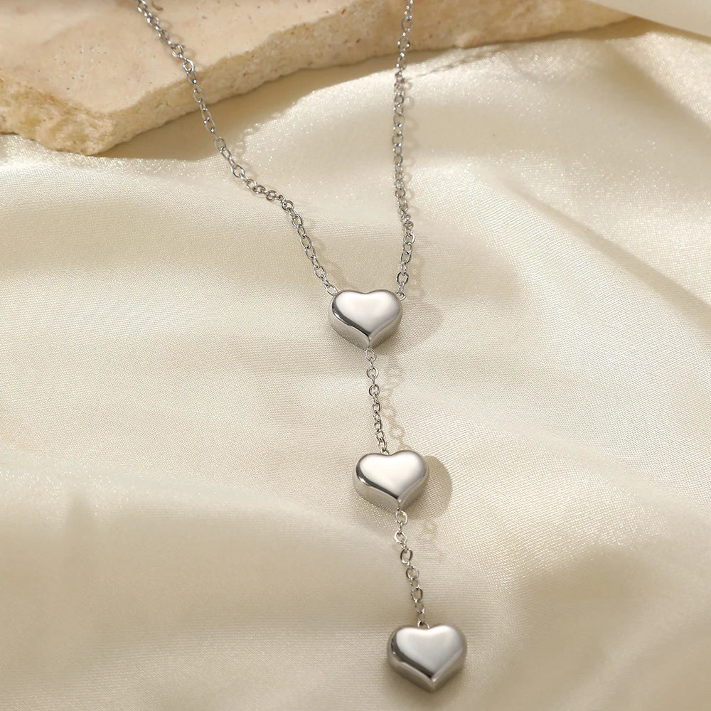 Edelstahlketten Klein Frisch Quaste Pfirsichherz-Anhänger Halskette für Frauen Schmuck Valentinstag Jubiläumsgeschenk Neu