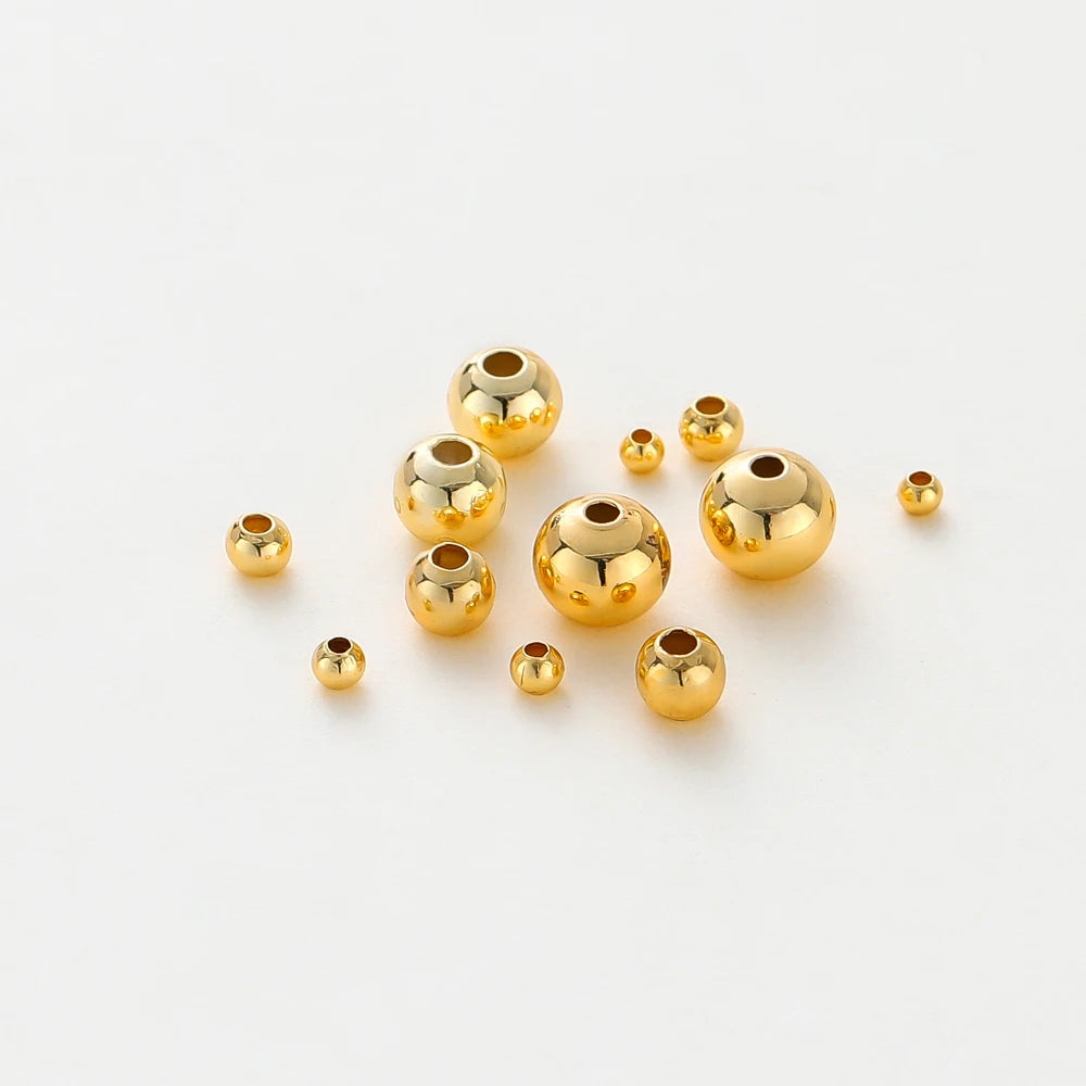 30-100 unidades de cuentas espaciadoras de latón chapado en oro de 14K/18K de 2/2,5/3/4/5/6 mm para la fabricación de joyas, accesorios, abalorios al por mayor