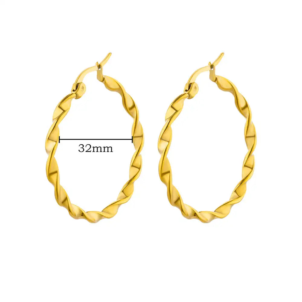 Vintage Runde Edelstahl Creolen für Damen Vergoldete Ohrringe 2023 Trend Statement Ohrschmuck Weihnachtsgeschenk