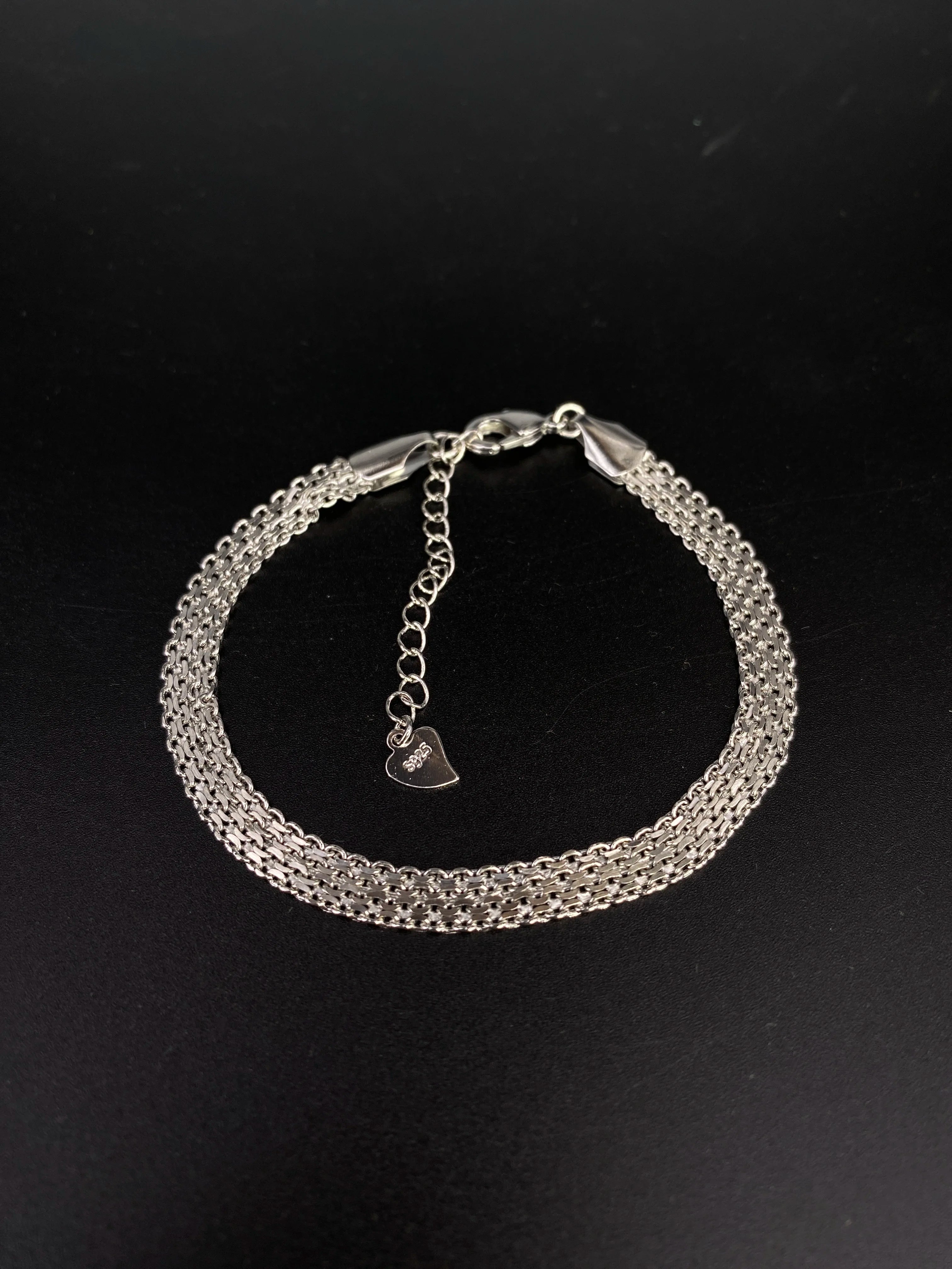 Sterling Silver plated Thai Silver Bracelet for Women Vintage Geometric Heart Love Lucky Punk Jewelry 2023 New Dropship