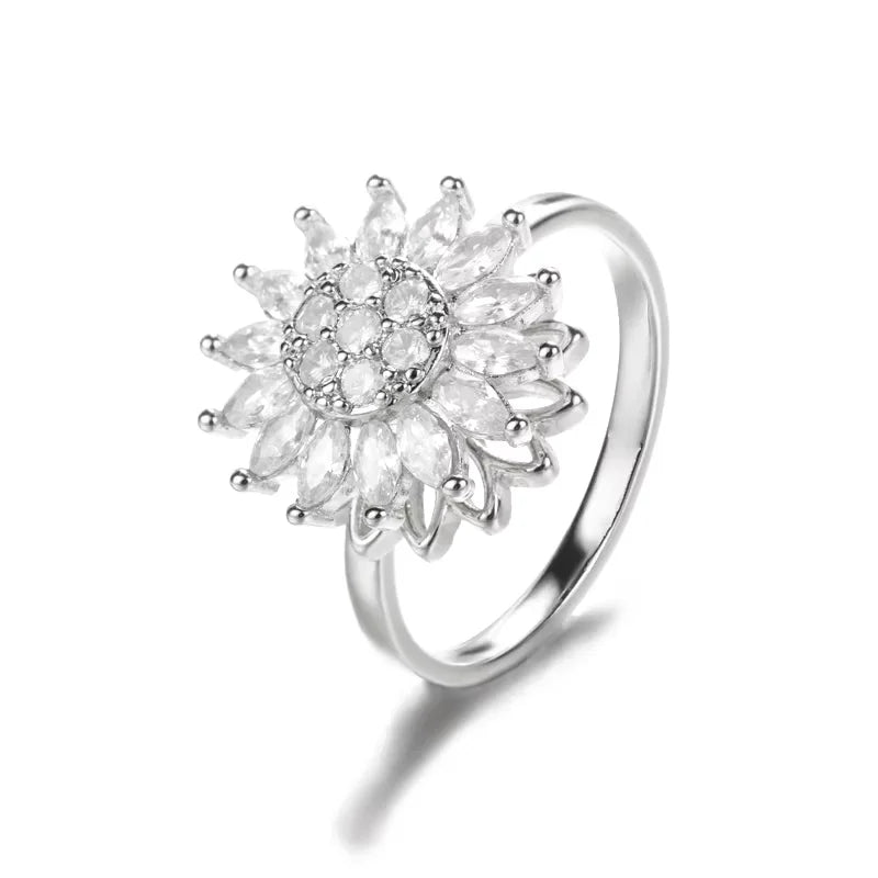 Anti-Stress Angst Fidget Ringe für Frauen Edelstahl Sonnenblume Sonne Stern Spinner Ring Weihnachtsgeschenke Dropshipping