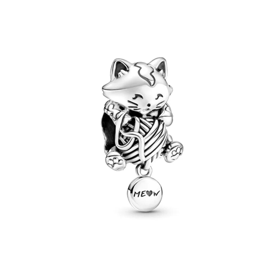 Europäisches Neues 925 Sterling Silber Frühling Neue Rosa Blume Ballon Katze Diy Perlen Charm Passend Europäische S925 Armband Armreifen
