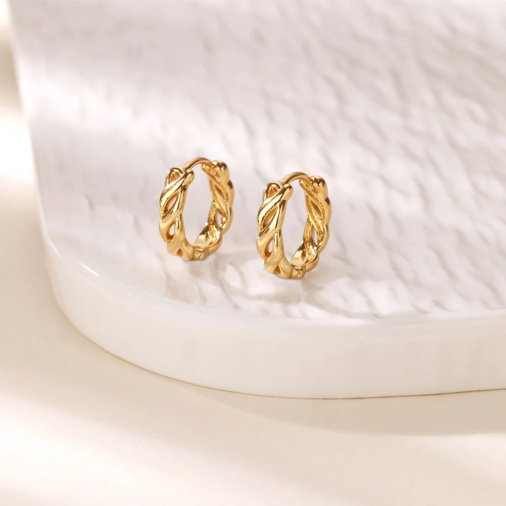 Creolen aus Zirkonia für Damen, Luxuriöse Kristall-Zirkon-Ohrringe in Goldfarben, aus Edelstahl, Schmuck, Hochzeitsfeier-Geschenk