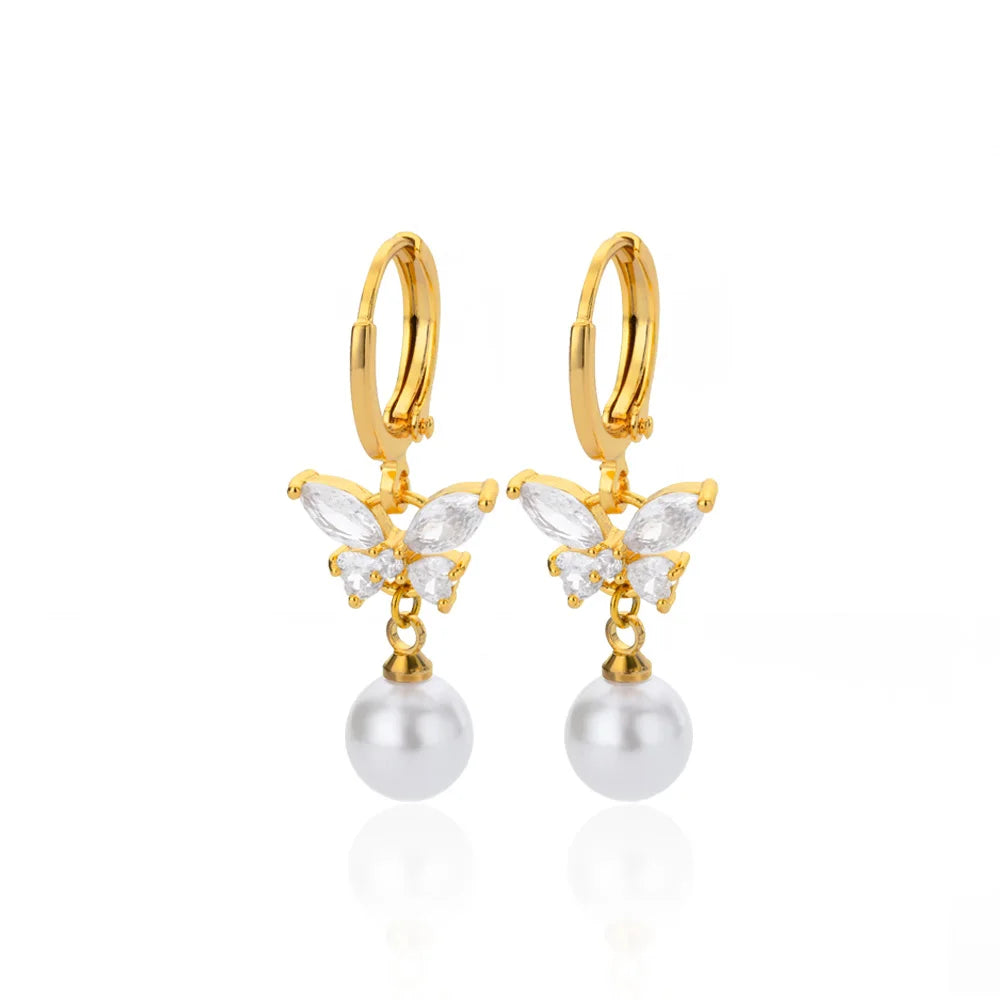 Zirkon Schmetterling Ohrstecker Ohrringe für Frauen Edelstahl Gold Farbe Piercing Ohrring Mädchen y2k Schmuck aretes bijoux mujer