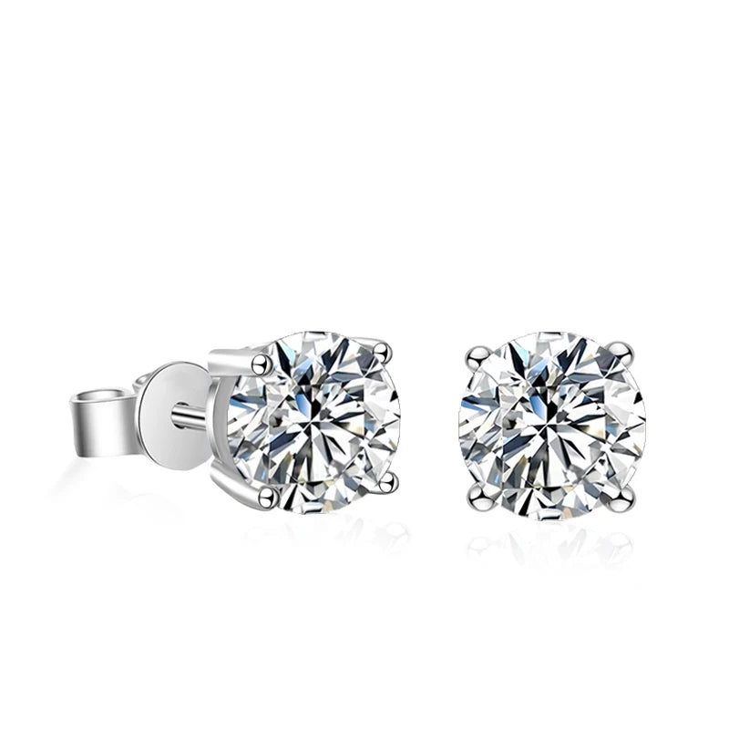 NeeTim 0.2-2 Karat Moissanit Ohrringe für Damen, 925 Sterling Silber Ohrstecker mit Gelbgold plattiertem Labordiamanten, Hochzeitsschmuck