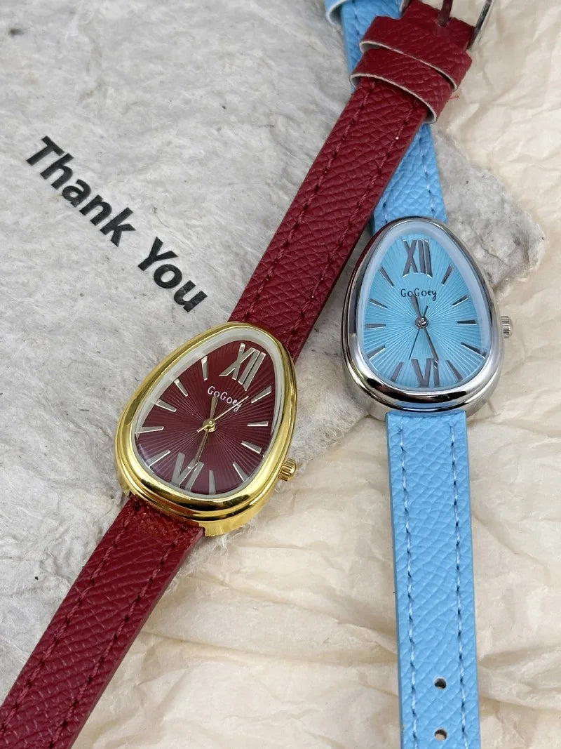 Famoso reloj de cuarzo de marca para mujer, regalo de lujo, reloj de pulsera de cabeza de serpiente para mujer, reloj de pulsera de moda con correa de cuero rojo, Dropshipping