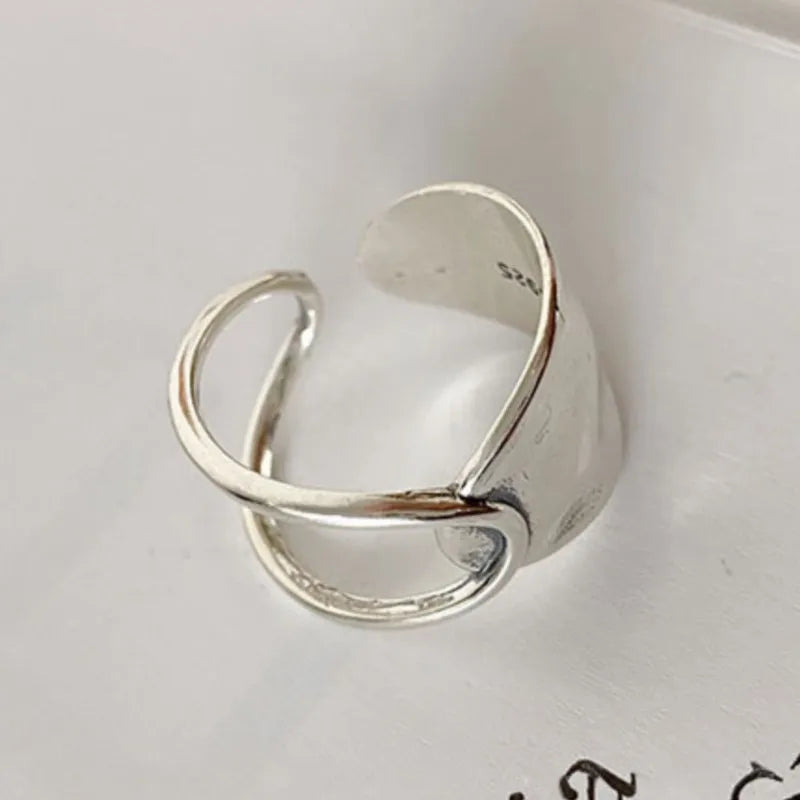 925 Sterling Silber Kette Knoten Ring für Damen Wickel Breiter Band Rock Geometrie Punk Schmuck Geschenk Großhandel Dropshipping