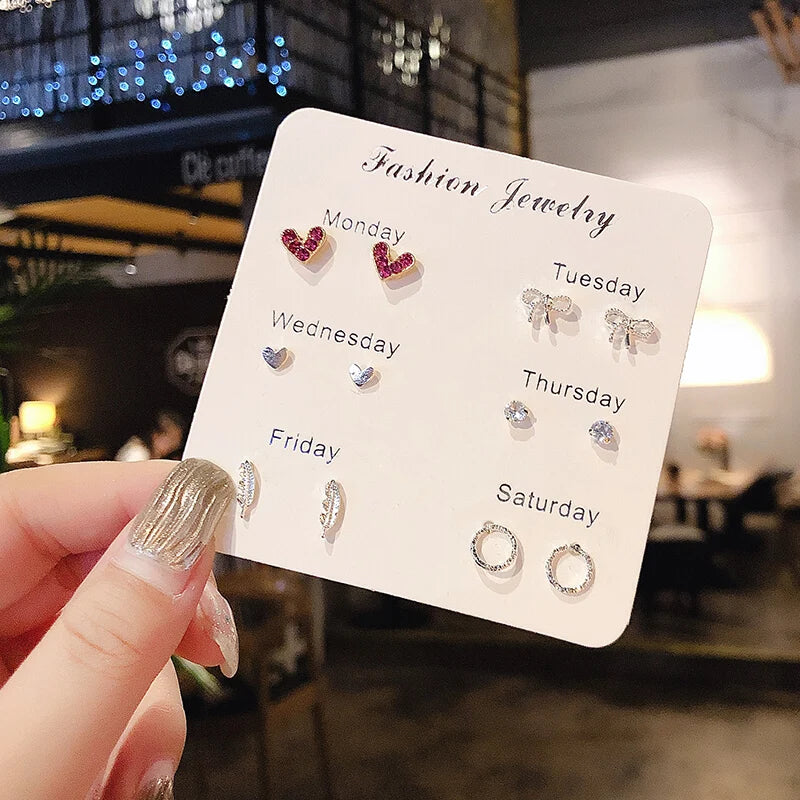 Neue S925 Silber Nadel Ohrstecker Set für Frauen Mädchen Einfache Süße Exquisite Mini Ohrringe Schmuck Geschenk Großhandel Direktverkauf
