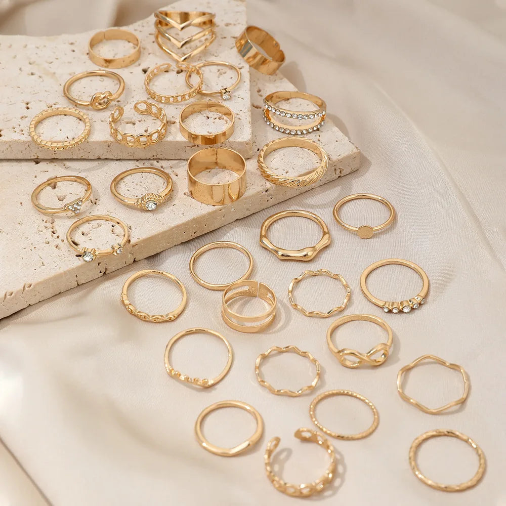 30 Stück Böhmische Geometrische Knöchelringe Set Für Frauen Gold Silber Farbe Fingerring Mädchen Mode Party Schmuck Zubehör