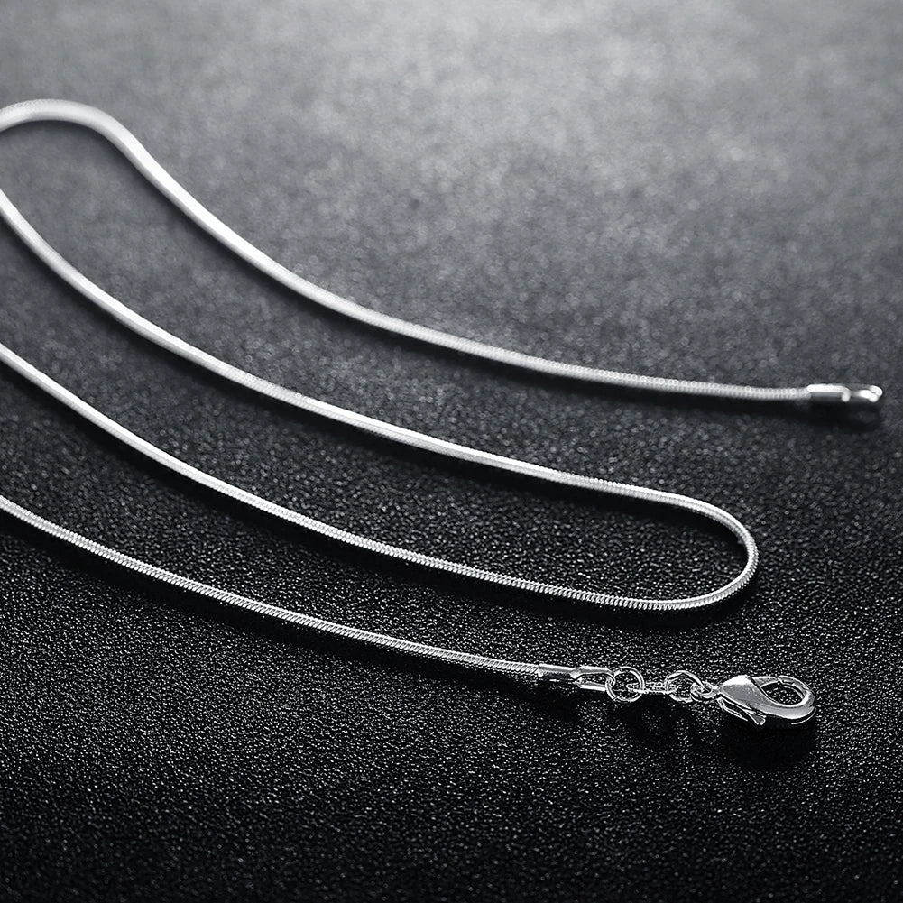 10 unidades de collar de cadena de serpiente fina de plata de ley 925 de 1 mm para hombre y mujer, 16-30 pulgadas, para fiestas, bodas, joyería, regalos