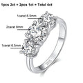 NeeTim Anillo de compromiso de moissanita 4CT para mujer, 3 piedras de plata de ley S925 con chapado en oro, alianzas de boda, anillos de promesa de diamantes