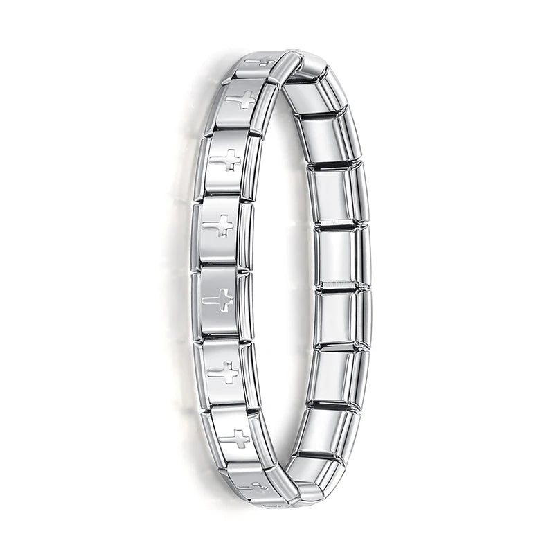 Hapiship Neue Damen Schmuck 9mm Breite Italienisches Elastisches Charm Armband Mode Edelstahl Armreif ST-