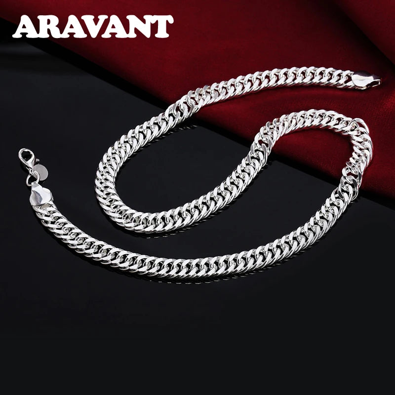 Aravant 925 Sterling Silber 6MM 7MM 10MM Panzerkette Armband Set für Herren Damen Mode Hochzeitsschmuck