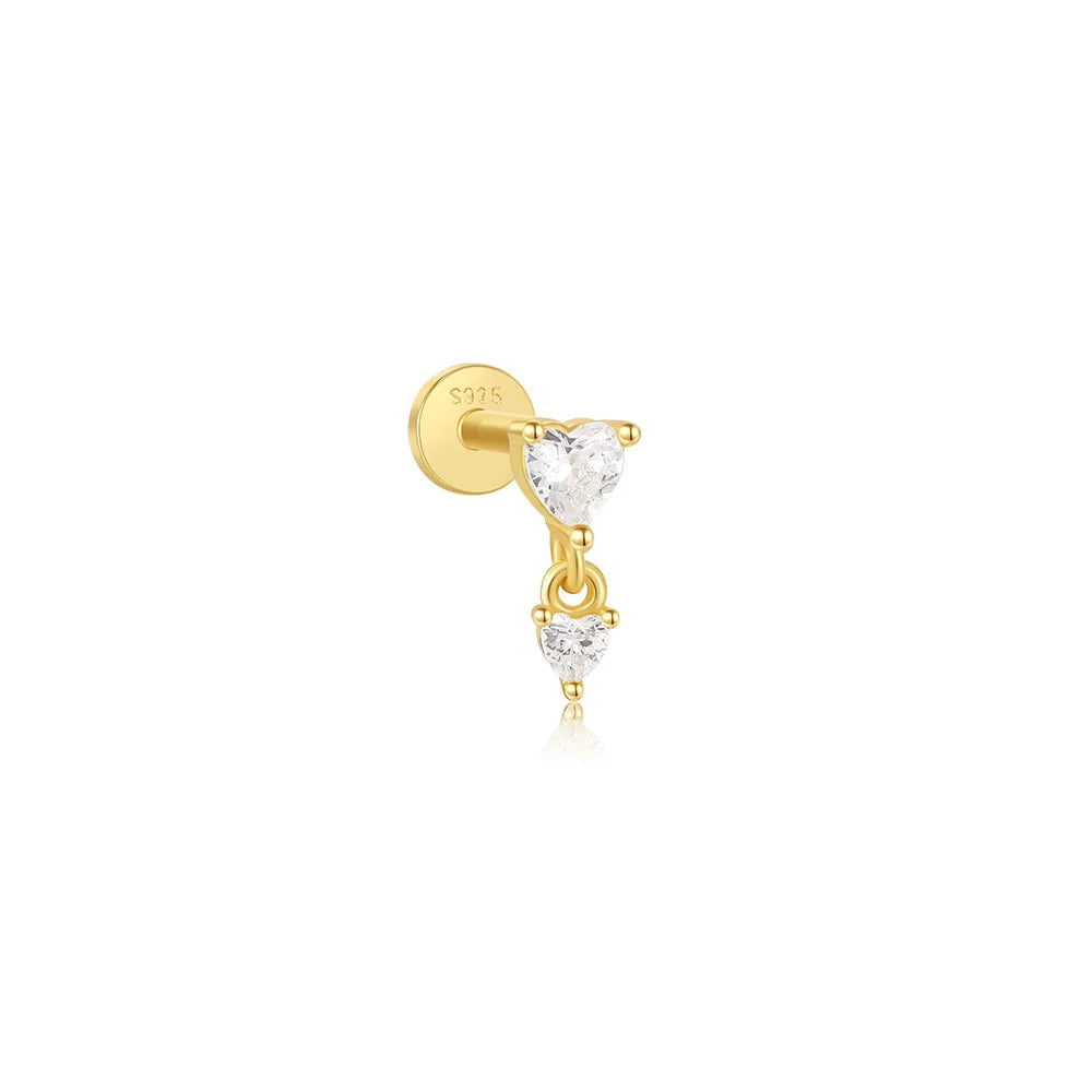 CANNER 1PC Vier-Punkt-Stern Mond Quaste Lotus Knorpel Spirale Piercing 925 Sterlingsilber Ohrstecker Für Frauen Ins Ohrring