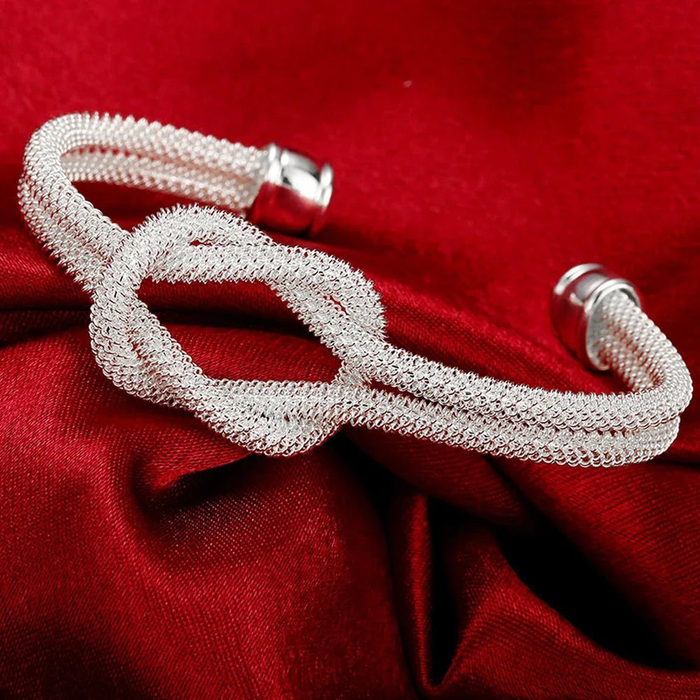 Trendige 925 Sterling Silber Armreifen Armband Anhänger Süße Offen für Frauen Mode Schmuck Verstellbare Größe Manschette Hochzeit Party