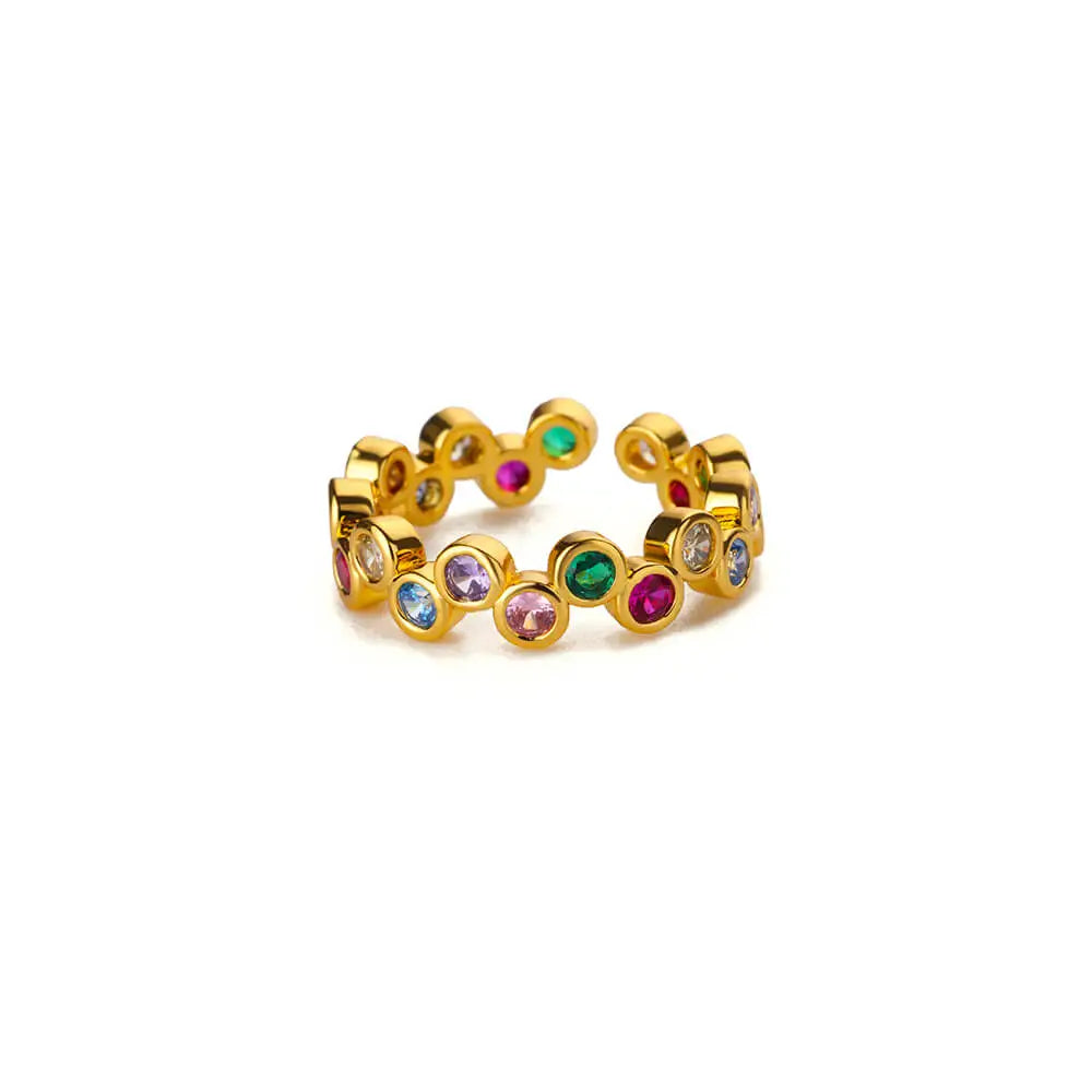 Anillos redondos pequeños y coloridos para mujer, de acero inoxidable, color dorado, ajustables, anillo de boda, joyería estética de lujo, regalo para pareja