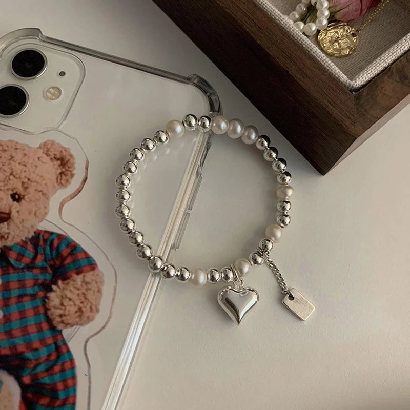 VENTFILLE 925 Silver Double Layer Pearl Bracelet for Women Girl Design Bead Korean Jewelry Dropshipping