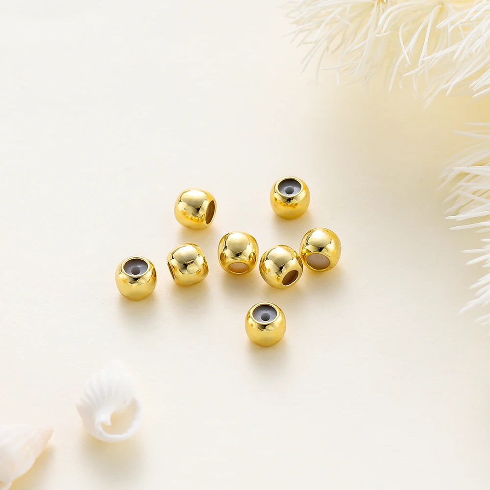 10 unidades/lote de cuentas ajustables chapadas en oro real de 14K 18K con tope de resina, cuentas espaciadoras, cuentas de posicionamiento para la creación de joyas