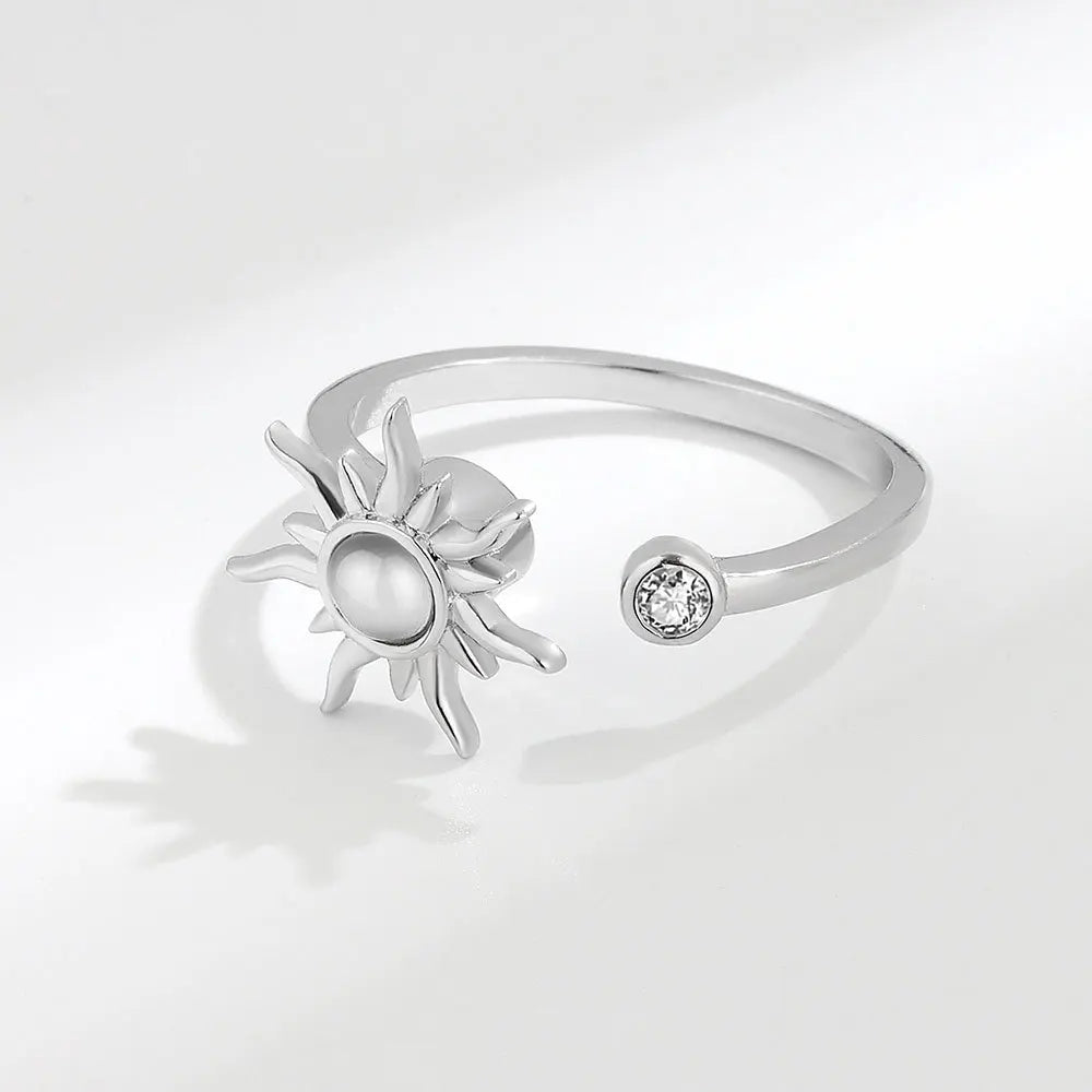 Sonnenblumen Kristall Angstlinderung Spinn Fidget Ring Für Mädchen Frei Drehbar Metall Kupfer Knöchelring Damen Schmuck Geschenke
