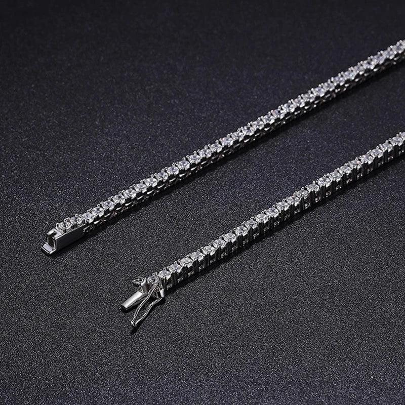 NeeTim Collar de Tenis de Moissanita Completa de 2.5mm Plata de Ley 925 con Chapado en Oro Collares Cadena Fina Joyería para Mujer