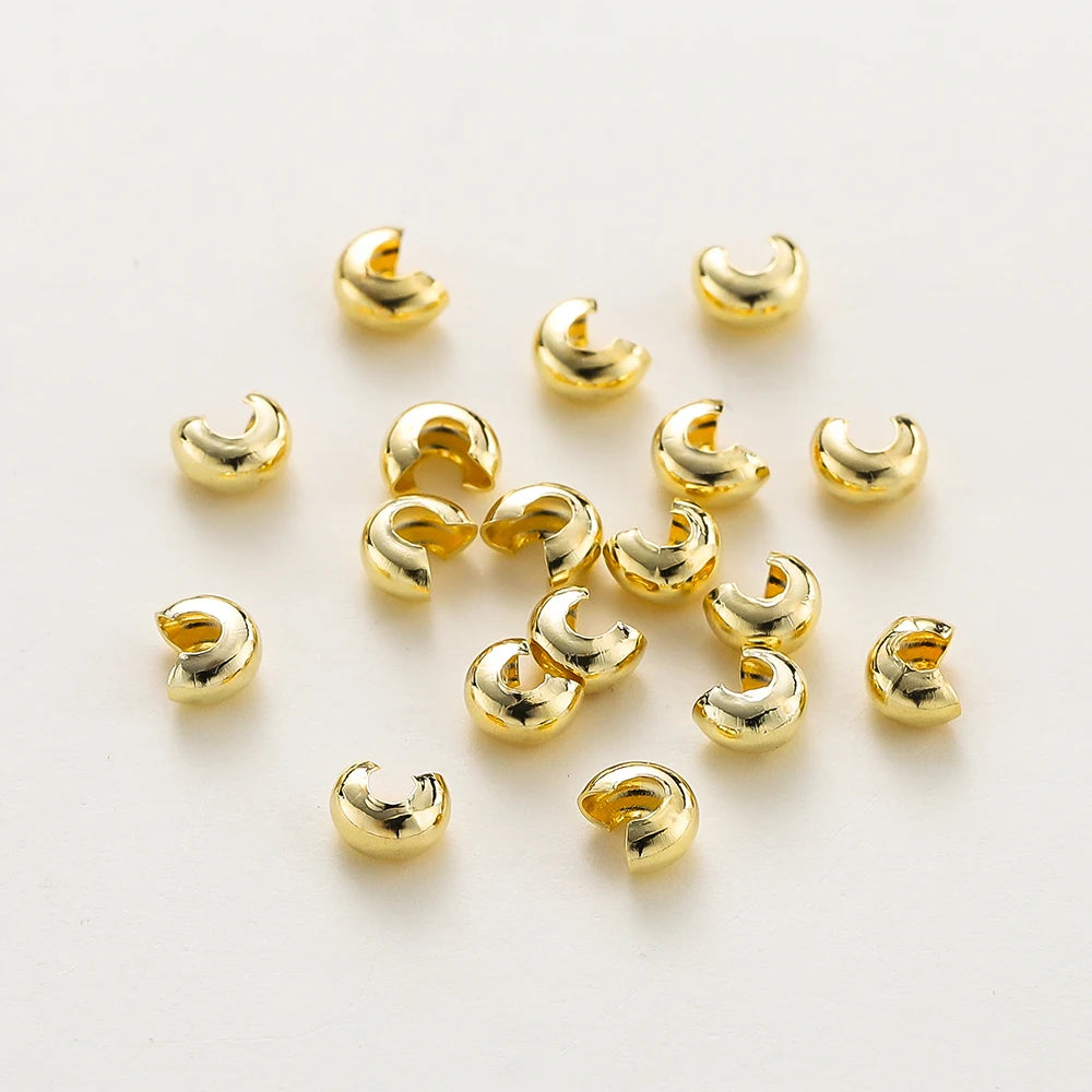 3mm/4mm/5mm Cuentas de Engarce Abiertas Chapadas en Oro de 14k y 18K, Cubiertas para Cuentas de Engarce, Cuentas Espaciadoras Tope para Suministros de Fabricación de Joyas DIY