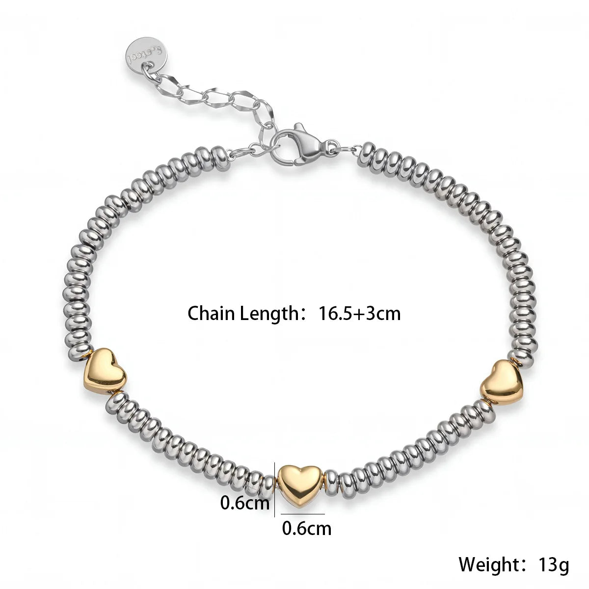 NEWBUY Hot Sale Nicht verblassender Edelstahlschmuck Goldfarbe Herz/Stern Silberperlen Charm Armbänder für Damen Großhandel
