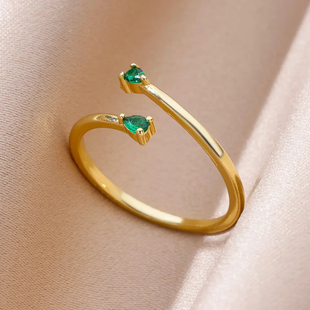 Winzige grüne Zirkon-Rundringe für Frauen, geometrischer Edelstahlring, luxuriöser Hochzeits-Weihnachtsschmuck, Geschenk, kostenloser Versand