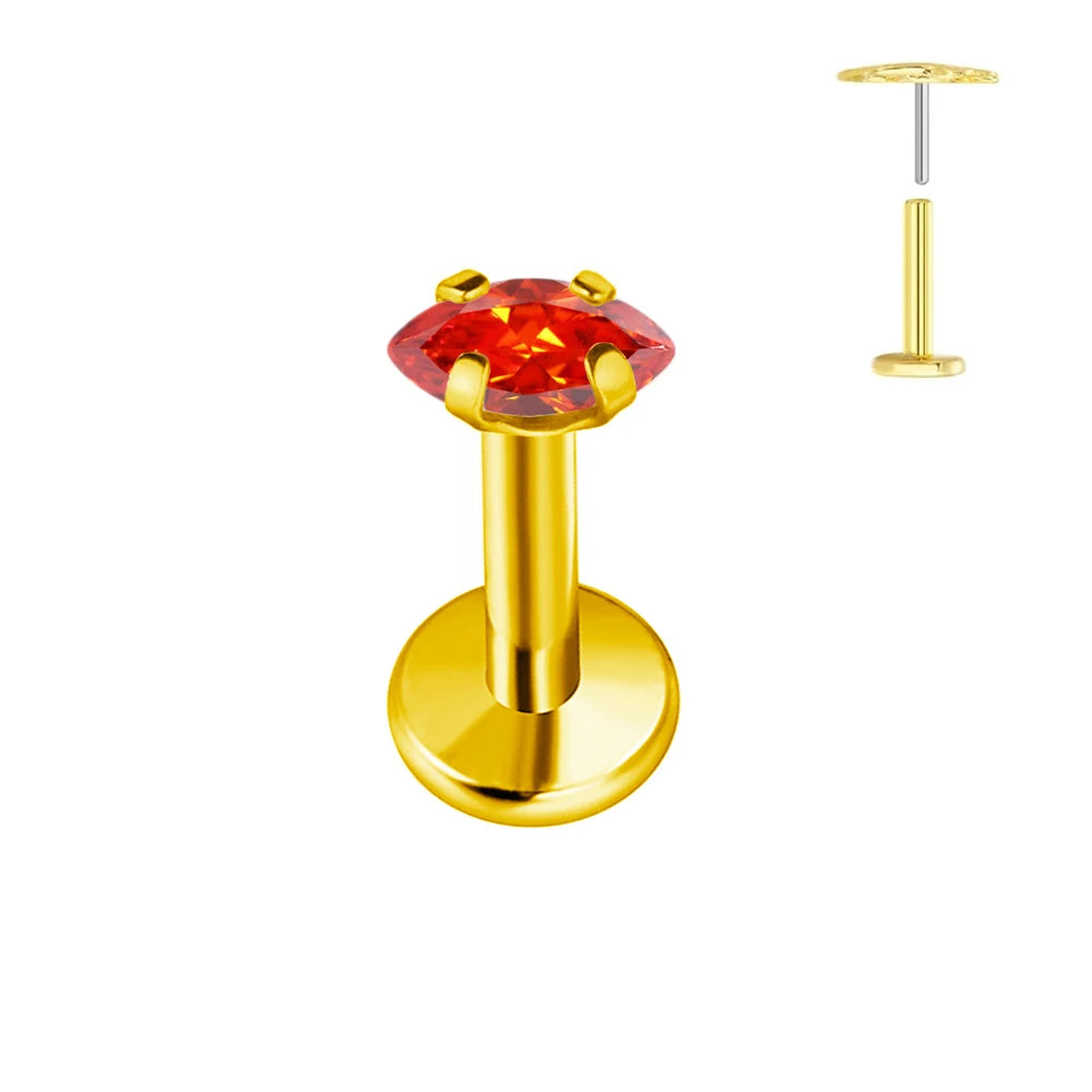 100 % G23 Titan Horse Eyes CZ Labret Piercing Push-in Multicolor Tragus Ohrstecker Gewindelos Knorpel Körperschmuck