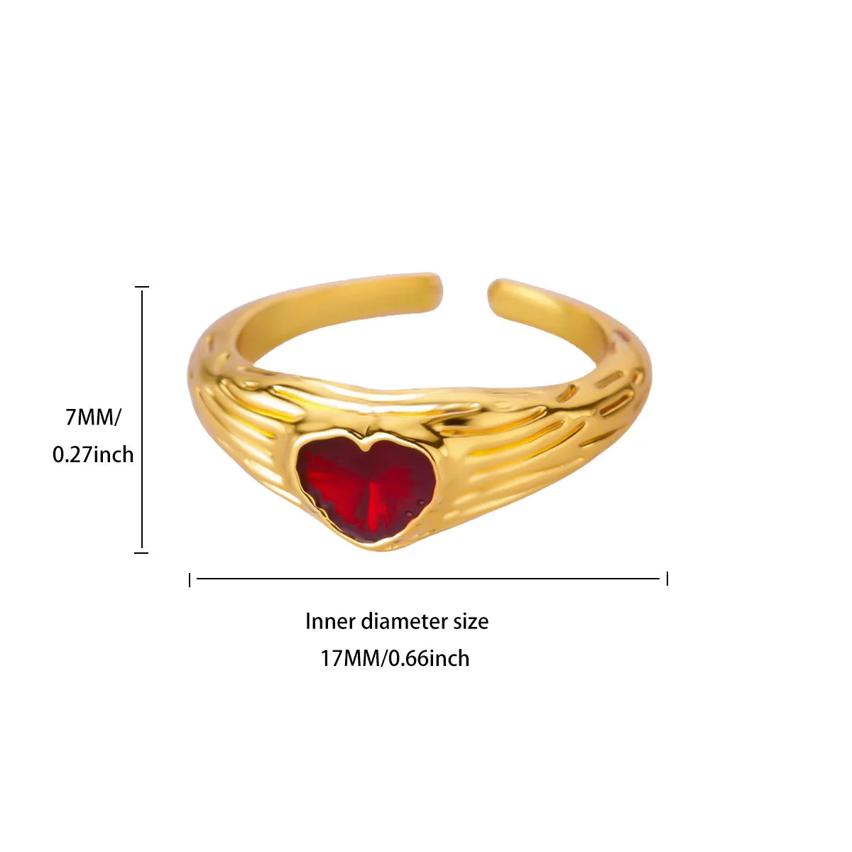 Punk Rote Zirkon Herzringe für Frauen Edelstahl Goldfarbe Günstiger Offener Ring 2025 Neue Mode Hochzeit Paar Schmuck Geschenk